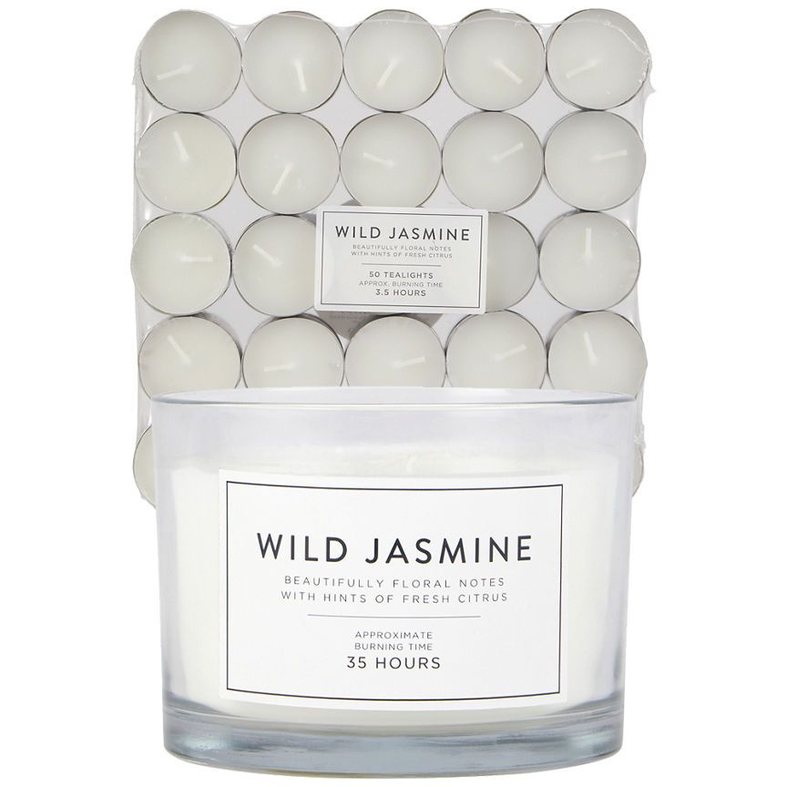 George Home Wild Jasmine Multiwick Candle & Tealights Bundle