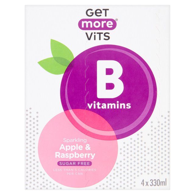 Get More B Vitamins Sparkling Apple &amp;amp; Raspberry   4 x 330ml