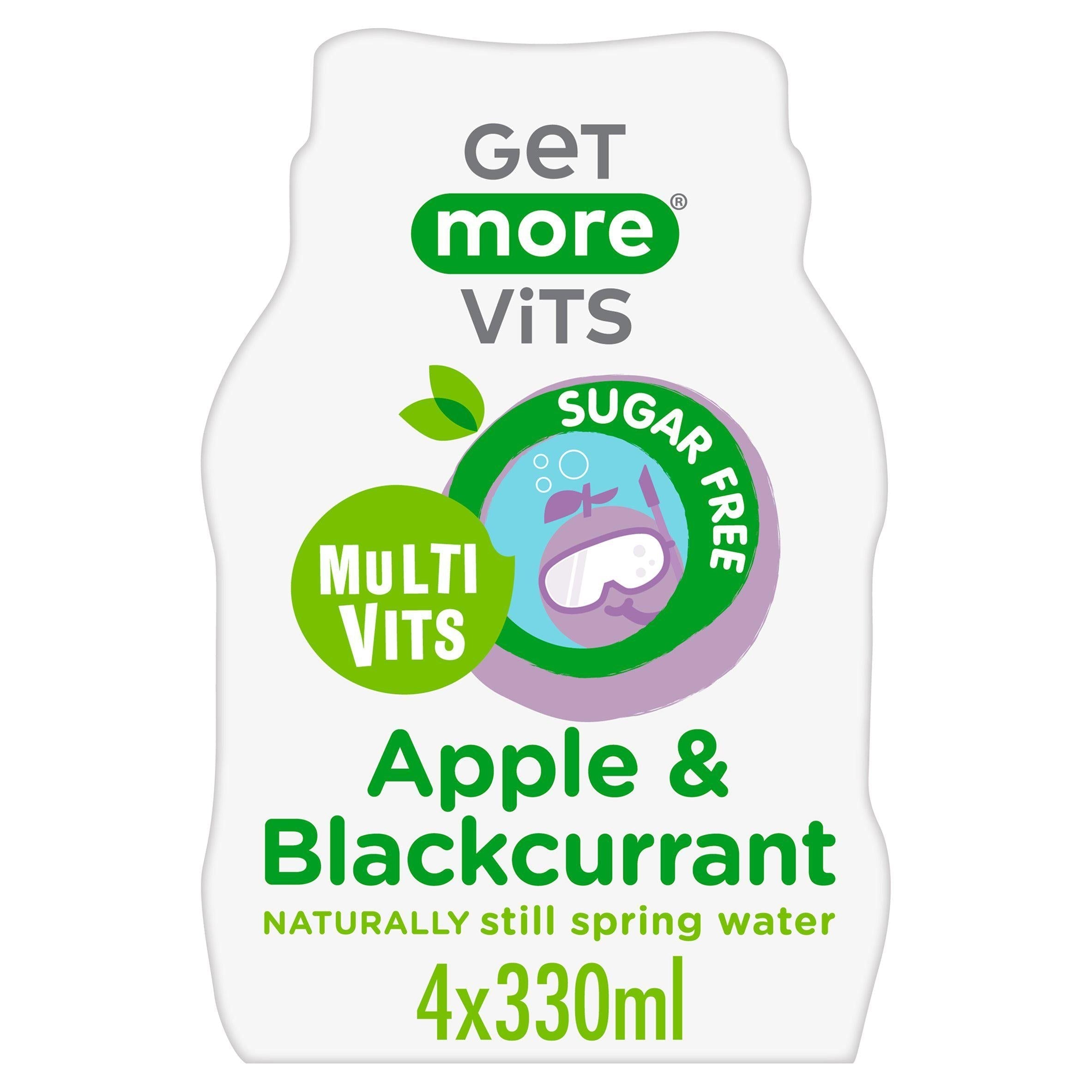 Get More Vits Multi Vits Apple &amp;amp; Blackcurrant Naturally Flavoured Still Spring Water 4 x 330ml