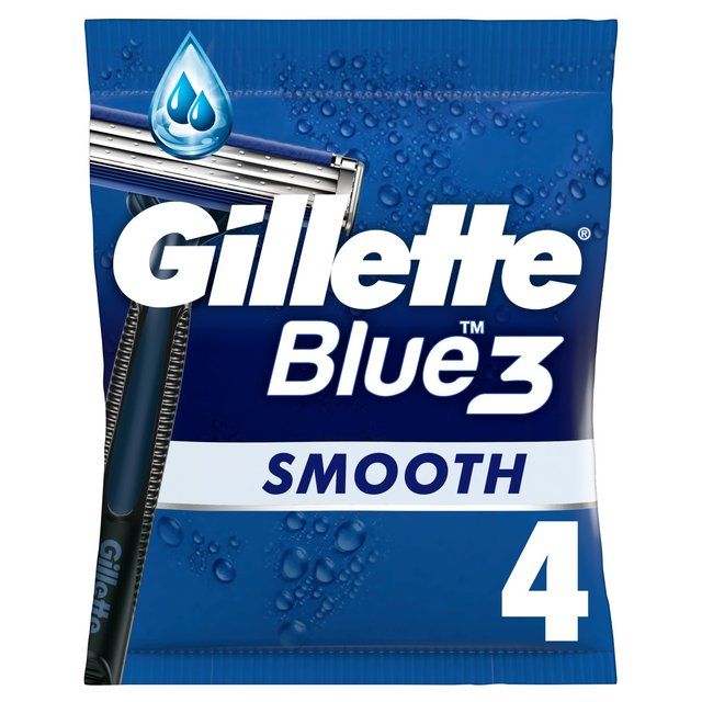 Gillette Blue 3 Smooth Men's Disposable Razors   4 per pack