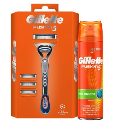 Gillette Fusion5 Starter Kit &amp;amp; Moisturising Shave Gel Bundle