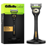 Gillette Labs Exfoliating Razor With Magnetic Stand Black &amp;amp; Gold Edition