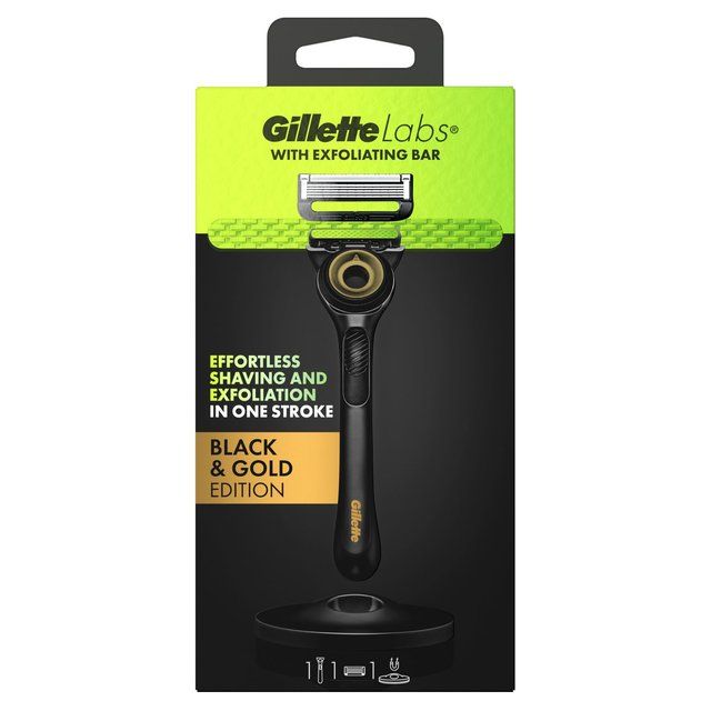 Gillette Labs Exfoliating Razor With Magnetic Stand Black &amp;amp; Gold Edition