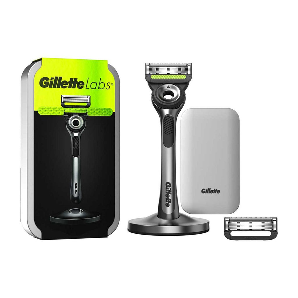 Gillette Labs Razor with Exfoliating Bar, Magnetic Stand, Travel Case and 1 Razor Blades Refill