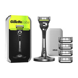 Gillette Labs Razor with Exfoliating Bar, Magnetic Stand, Travel Case and 4 Razor Blades Refill