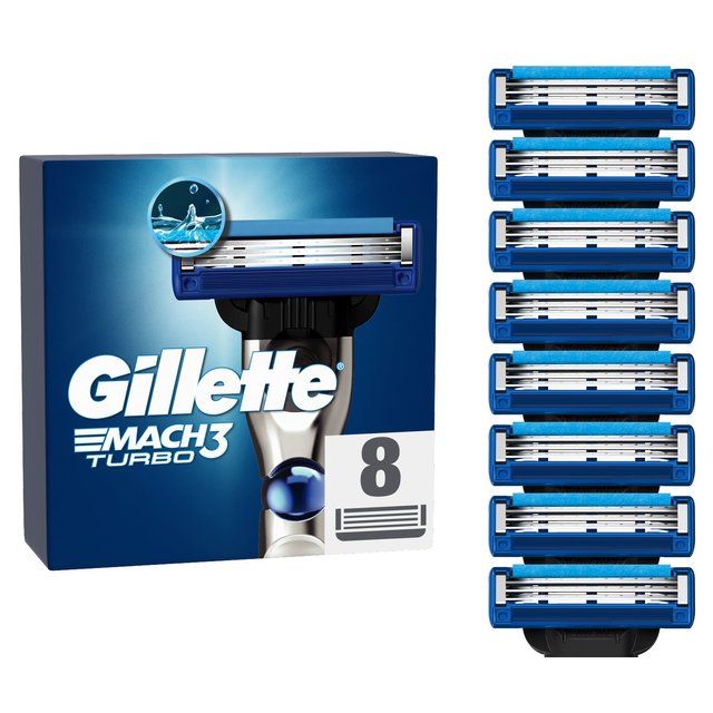 Gillette Mach 3 Turbo Razor Blades   8 per pack