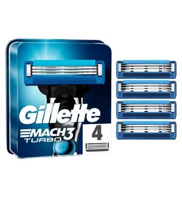 Gillette Mach3 Turbo Men&amp;rsquo;s Razor Blade Refills, 4 Pack