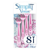 Gillette Simply Venus 3 Women's Disposable Razors, 8 Pack