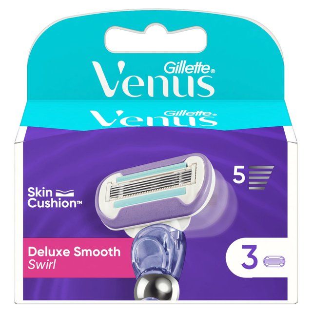 Gillette Venus Deluxe Smooth Swirl Contour Razor Blades   3 per pack