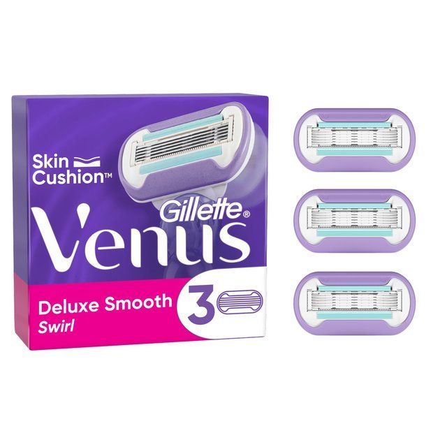 Gillette Venus Deluxe Smooth Swirl Contour Razor Blades   3 per pack