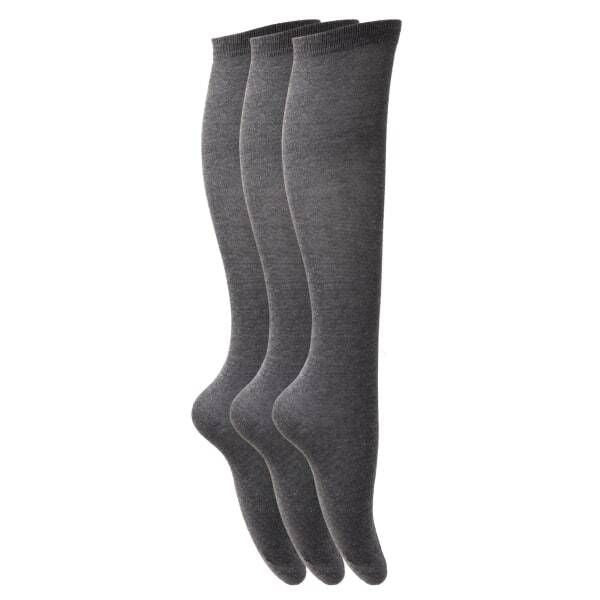 Girls Knee High School Socks (Pack Of 3) (UK Shoe 12-3) Grey / 1EA