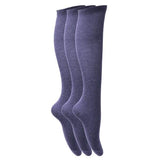 Girls Knee High School Socks (Pack Of 3) (UK Shoe 12-3) Navy / 150.0G