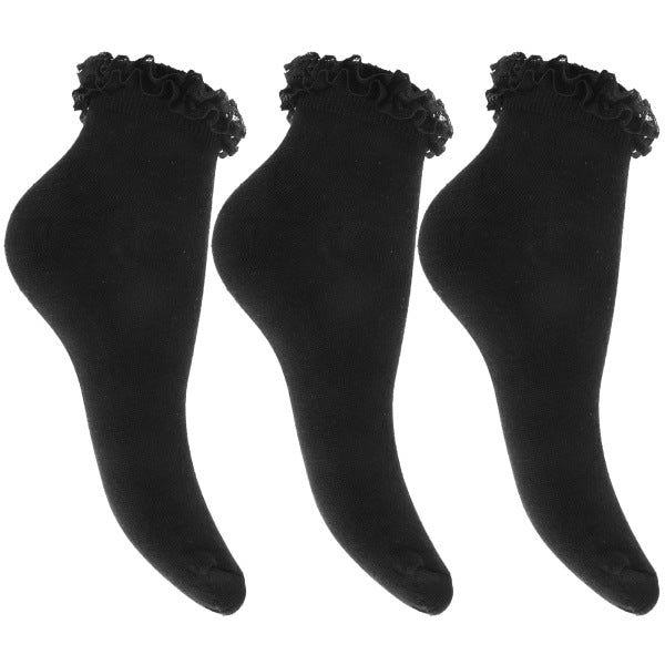 Girls Ruffled School Socks (Pack Of 3) (UK Shoe 12.5-3.5)