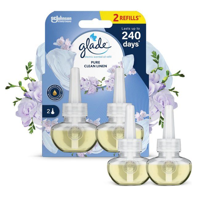 Glade Plug In Twin Refill Electric Scented Oil Clean Linen   2 x 20ml