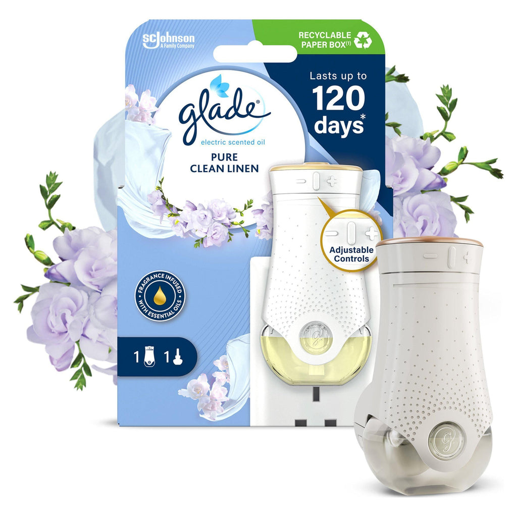 Glade Scented Oil Plug In Holder & Refill Air Freshener Clean Linen 20ml