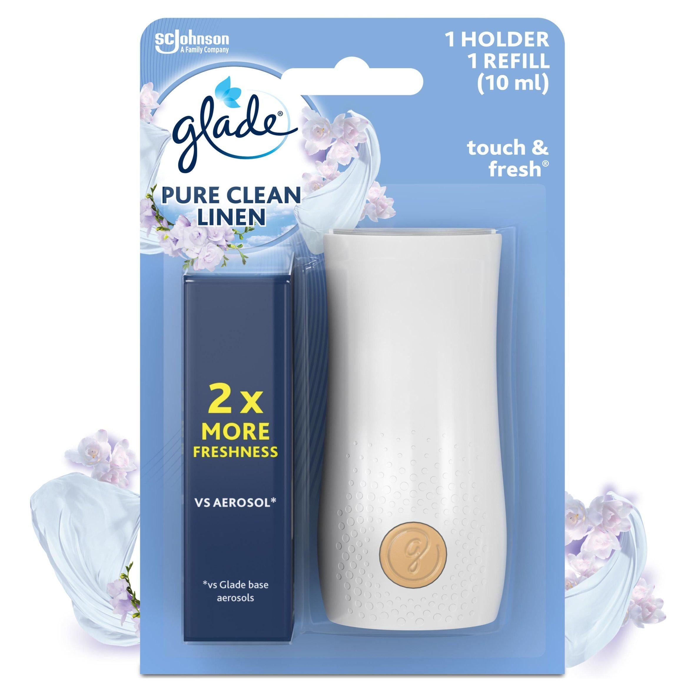 Glade Touch &amp;amp; Fresh Holder &amp;amp; Refill Air Freshener Clean Linen 10ml