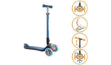 Globber Elite Lights Foldable 3 Wheel Scooter - Blue