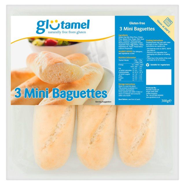 Glutamel Part Baked Baguettes   3 x 100g