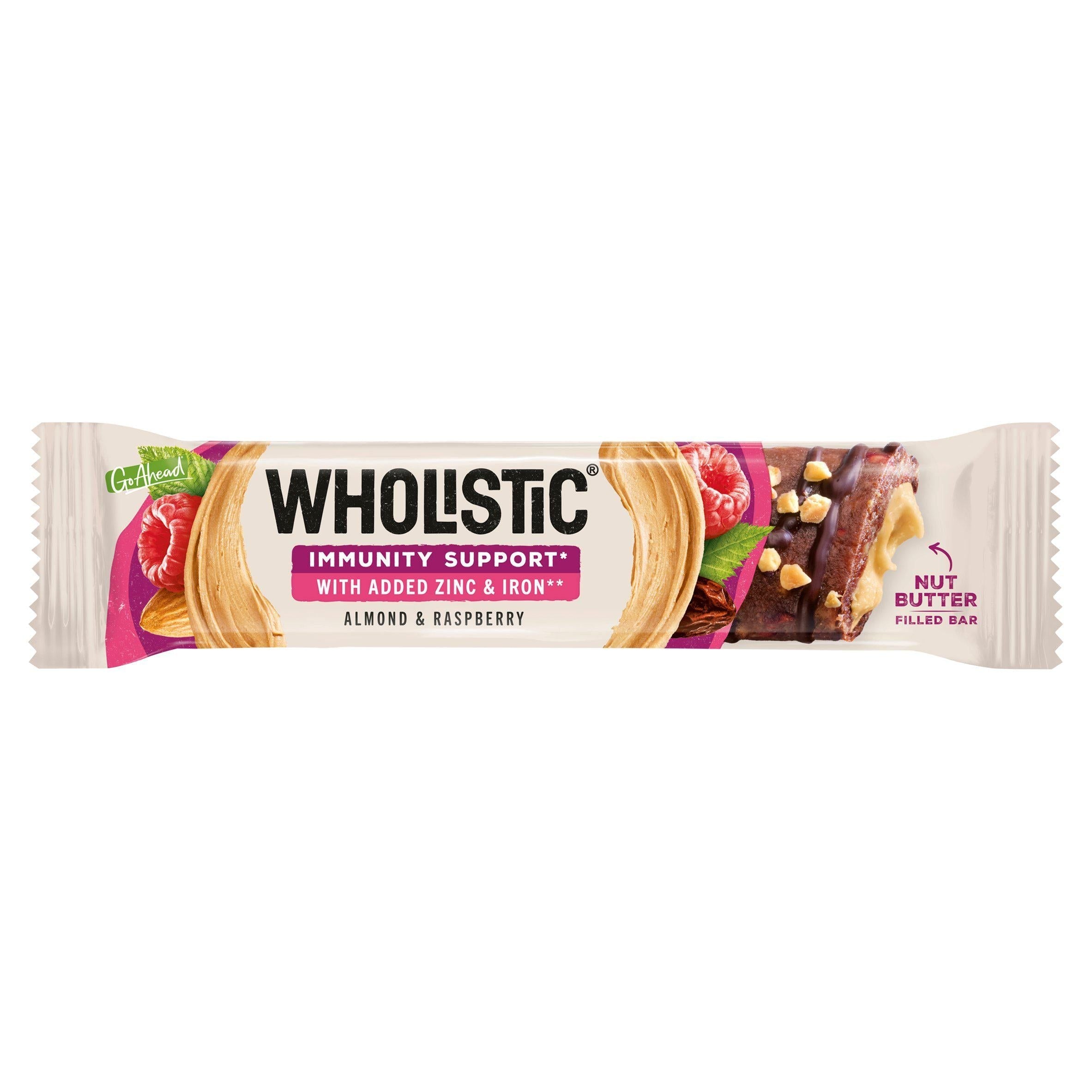 Go Ahead Wholistic Almond &amp;amp; Raspberry Nut Butter Filled Snack Bar 40g