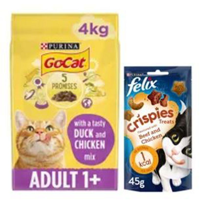 Go Cat Adult Dry Cat Food 4kg &amp;amp; Felix Crispies Bundle