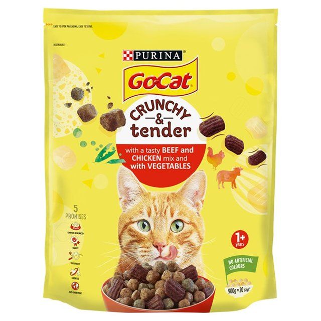 Go-Cat Crunchy &amp;amp; Tender Chicken and Beef Dry Cat Food    900g