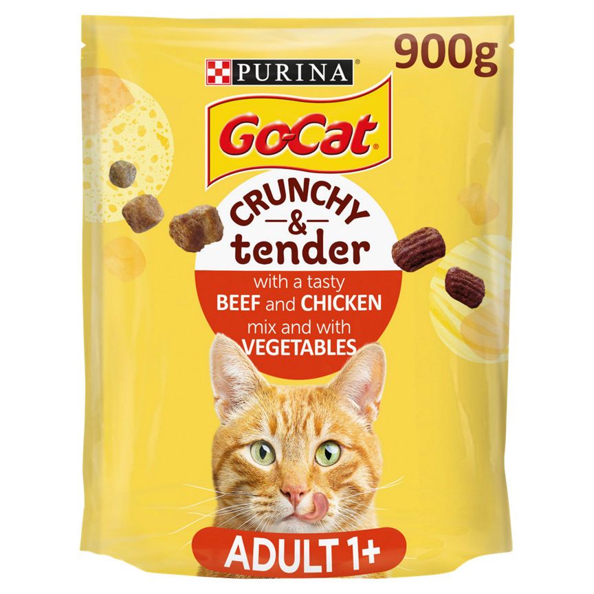 Go Cat Crunchy & Tender with a Tasty Beef and Chicken Mix and with Vegetables