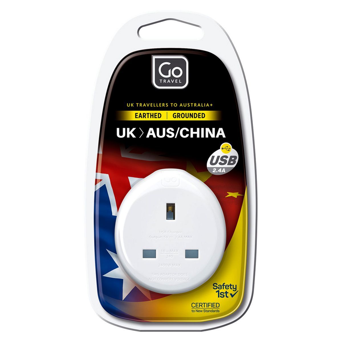 Go Travel UK to Australia/China USB Adaptor