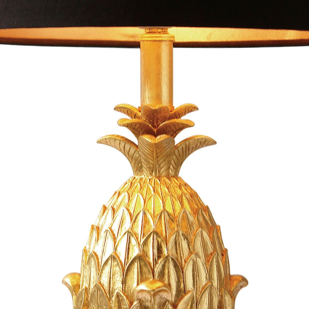 Gold Pineapple Table Lamp with Black Satin Shade