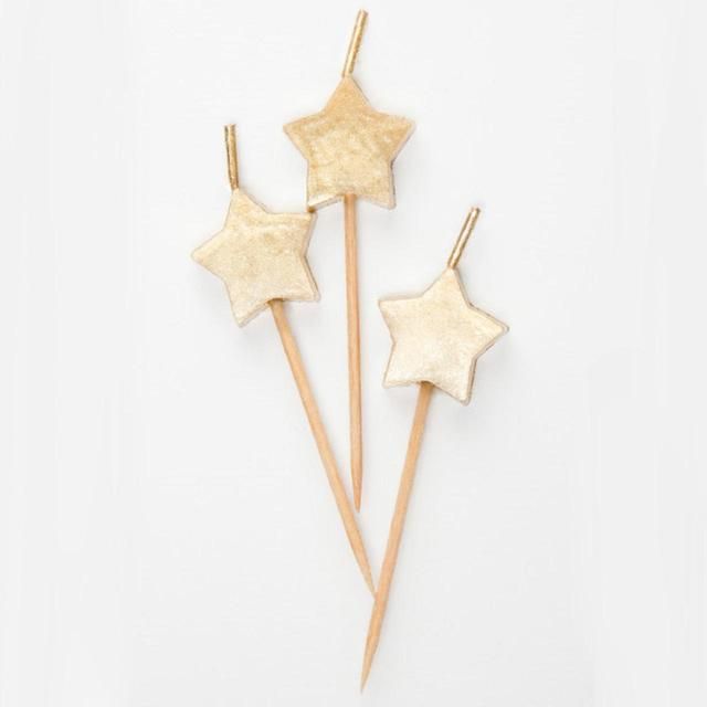 Gold Star Birthday Candles   6 per pack