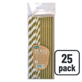 Gold &amp;amp; White Recyclable Bio Straws   25 per pack