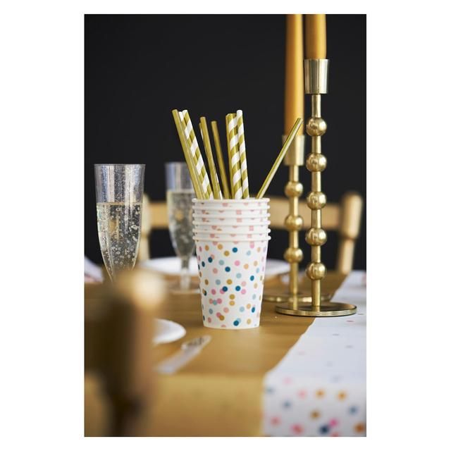 Gold &amp;amp; White Recyclable Bio Straws   25 per pack