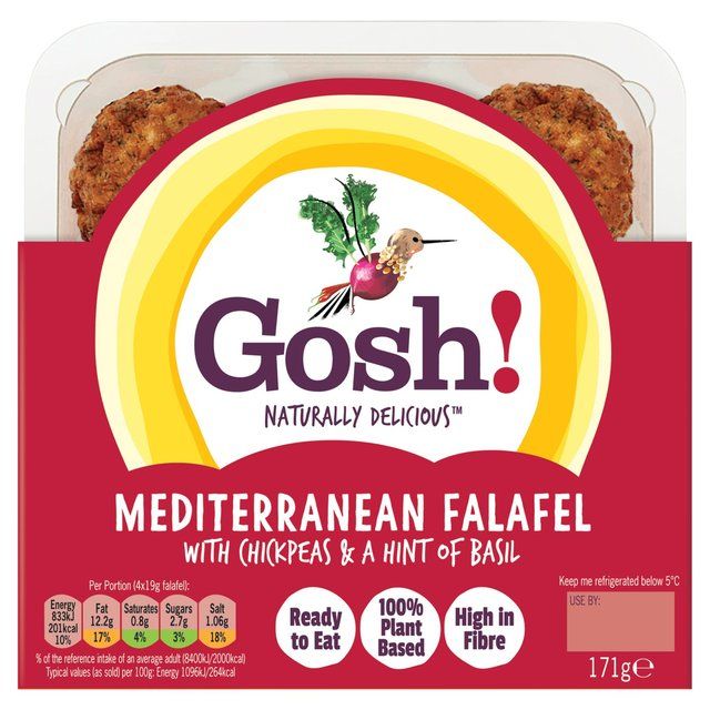 Gosh! Mediterranean Falafel made with chunky chickpeas onion spices &amp;amp; herbs   171g