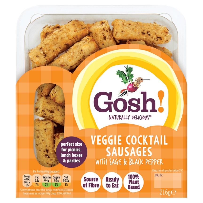 Gosh! Veggie Cocktail Sausages with Sage & Black Pepper 216g