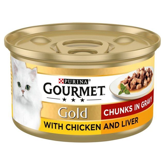 Gourmet Gold Chunks in Gravy Chicken &amp;amp; Liver Wet Cat Food    85g