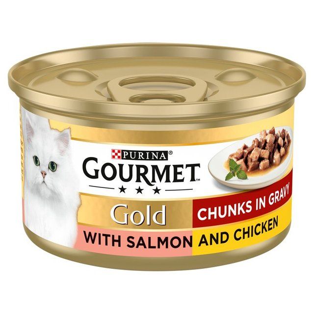 Gourmet Gold Chunks in Gravy Salmon and Chicken Wet Cat Food    85g