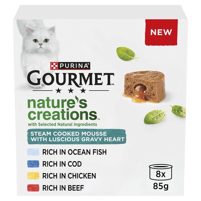 Gourmet Nature's Creations Gravy Heart Chicken Ocean Fish Wet Cat Food   8 x 85g