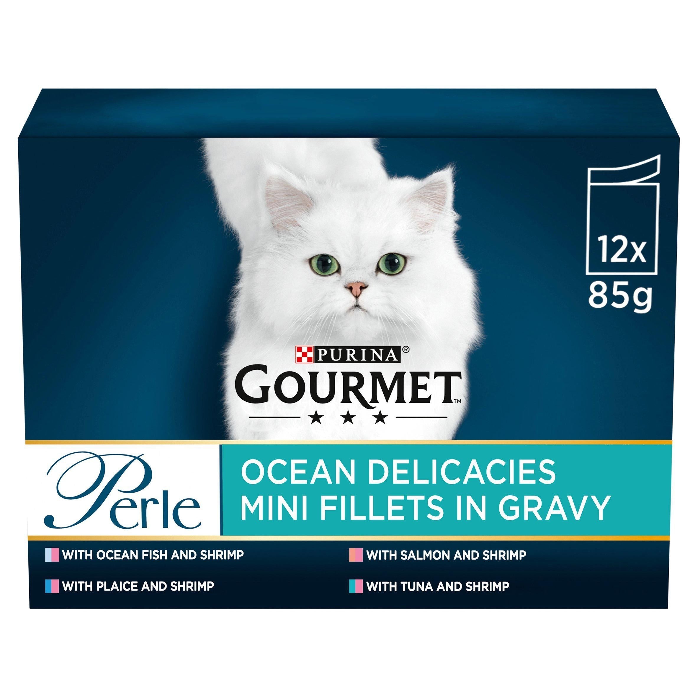 Gourmet Perle Cat Food Pouches Ocean Delicacies 12x85g