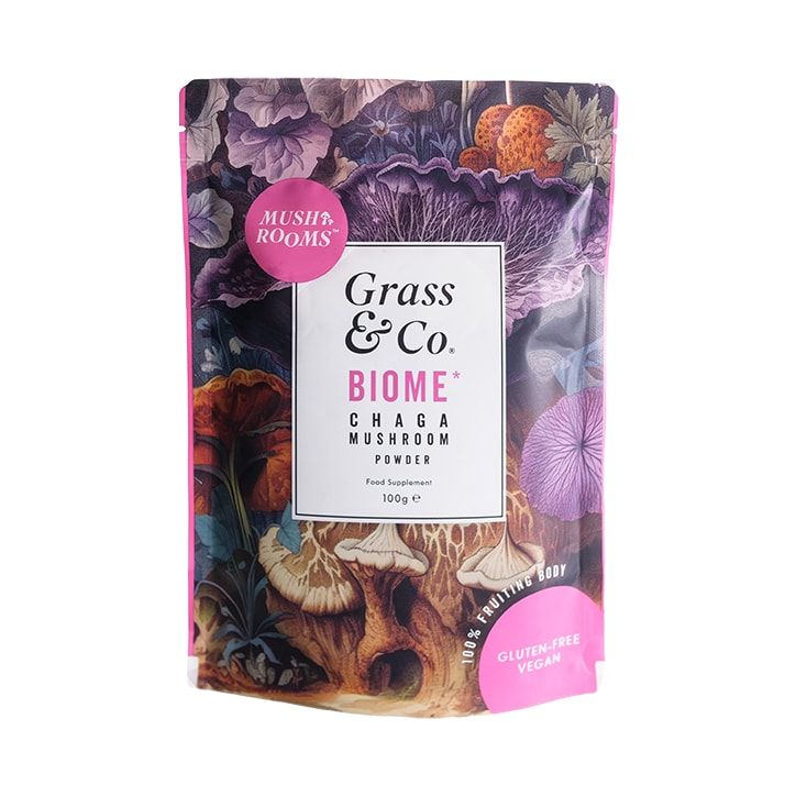 Grass &amp;amp; Co. BIOME Chaga Mushrooms Powder with Turmeric + Ginger 100g