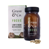 Grass &amp;amp; Co. FOCUS Lion's Mane Mushrooms with Ginseng + Omega-3 60 Vegan Capsules