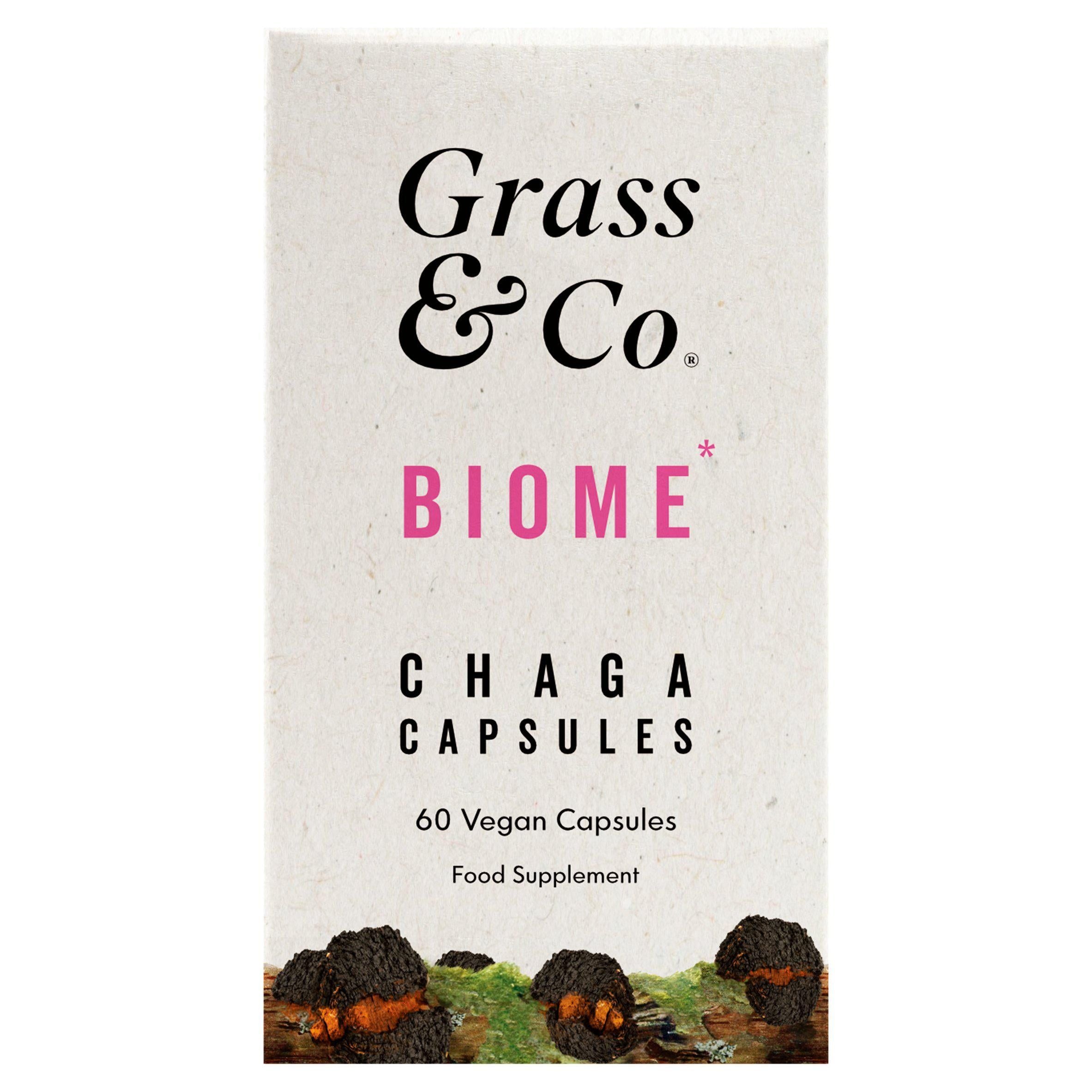 Grass &amp;amp; Co. Mushrooms Biome Chaga Vegan Capsules x60 120g