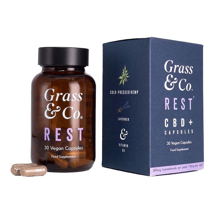 Grass &amp;amp; Co. REST 300mg CBD+ with Lavender 30 Vegan Capsules