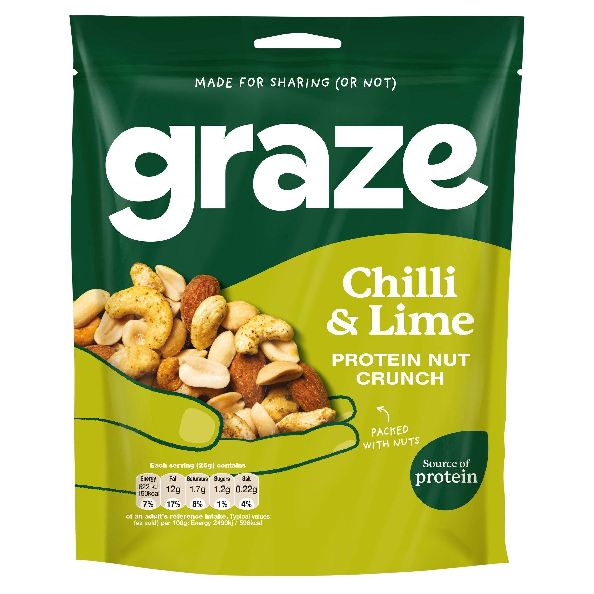 Graze Protein Chilli &amp;amp; Lime Vegan Mixed Nuts Snack 100g