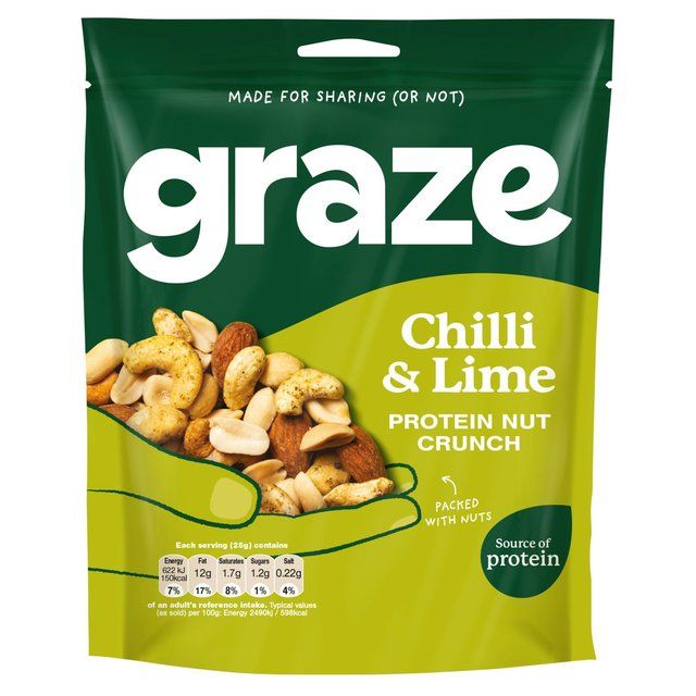 Graze Protein Chilli & Lime Vegan Mixed Nuts Snacks   100g