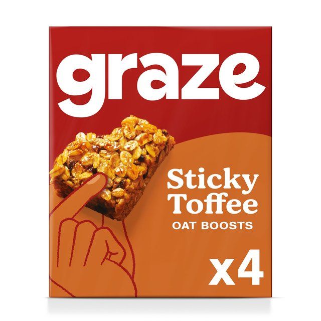 Graze Vegan Sticky Toffee Oat Boosts Snack Bars   4 per pack