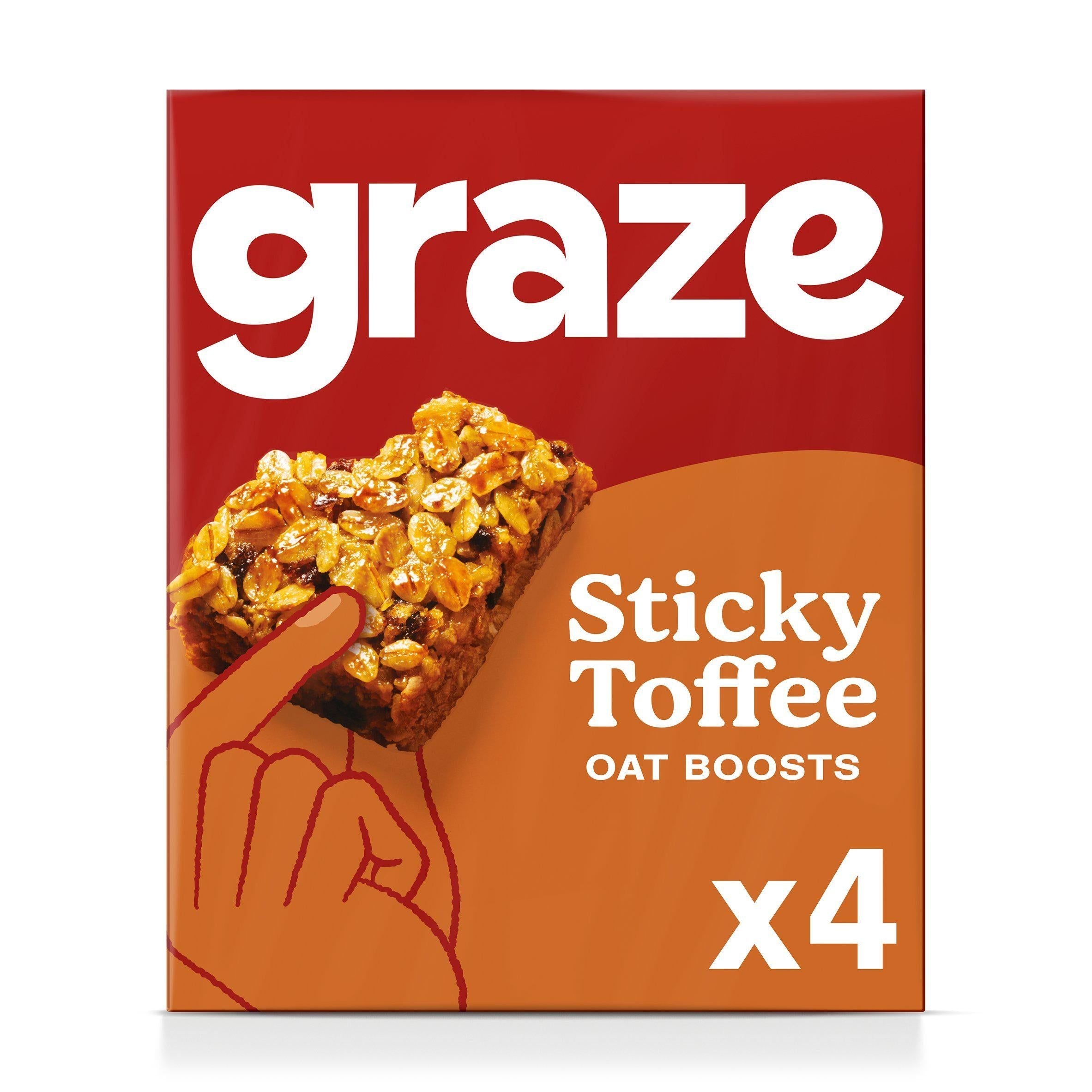 Graze Vegan Sticky Toffee Oat Boosts Snack Bars 4x30g