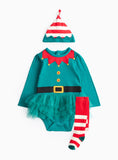 Green Novelty Christmas Elf Tutu Bodysuit Set 6-9 months