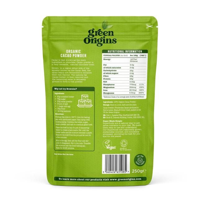 Green Origins Organic Cacao Powder   250g