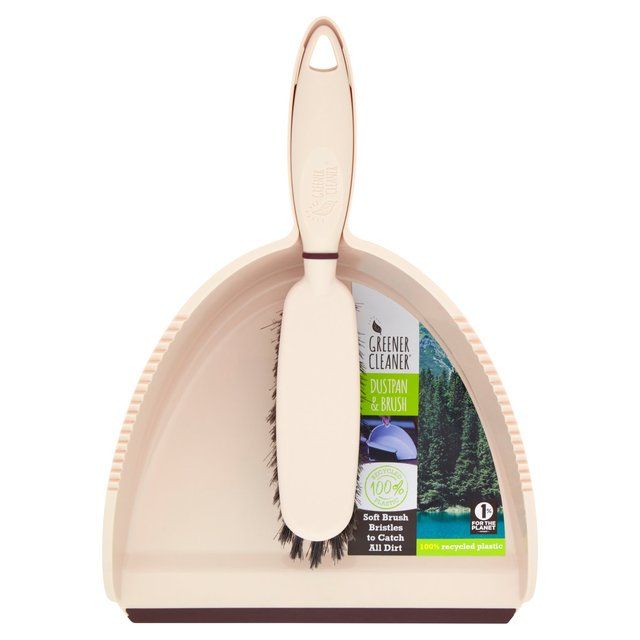 Greener Cleaner 100% Recycled Plastic Dustpan &amp;amp; Brush Cream