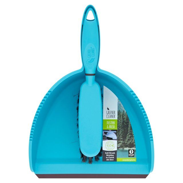 Greener Cleaner 100% Recycled Plastic Dustpan &amp;amp; Brush Turquoise