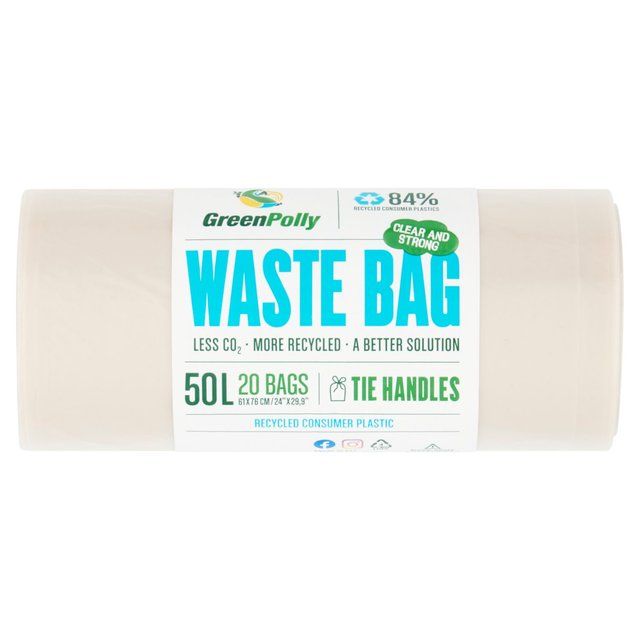 GreenPolly 50L Recycled Bin Bags   20 per pack